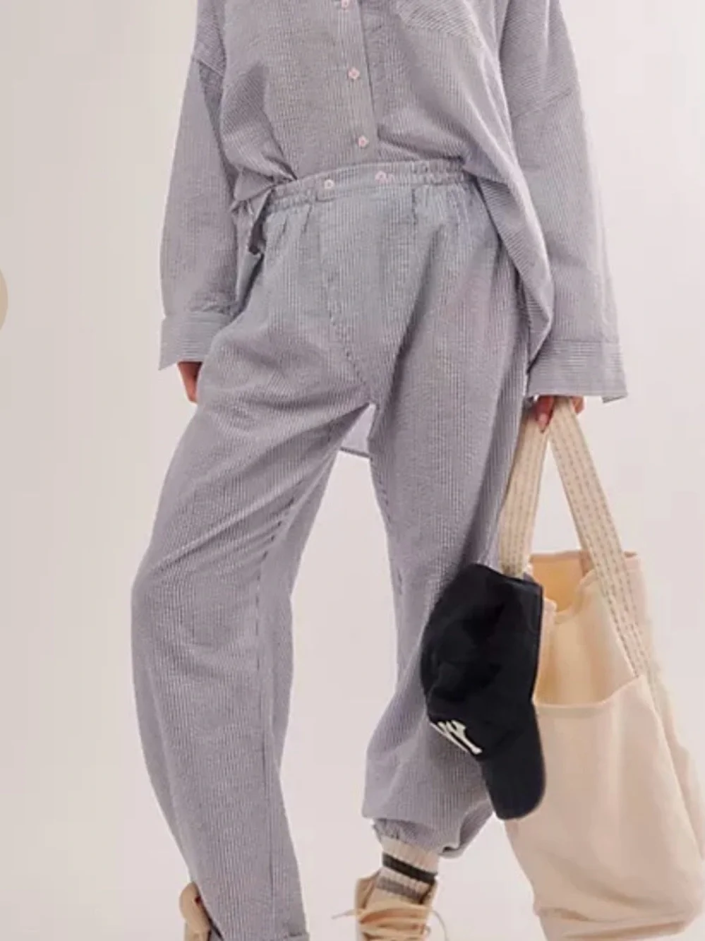 FREE PEOPLE INTIMATELY CLOUD TEN LOUNGE PANTS - NAVY COMBO